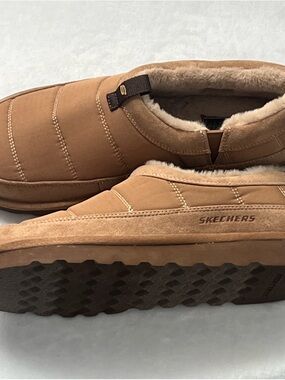 Skechers Men’s Slip-On Cozy Loafers in Chestnut Brown, Size 10